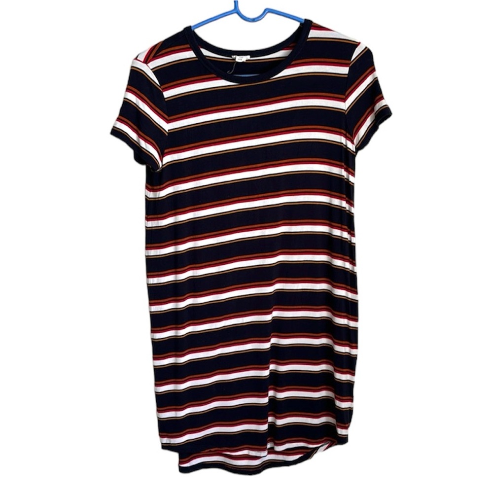 GARAGE striped crew neck short sleeve T-shirt dress preppy size Small casual